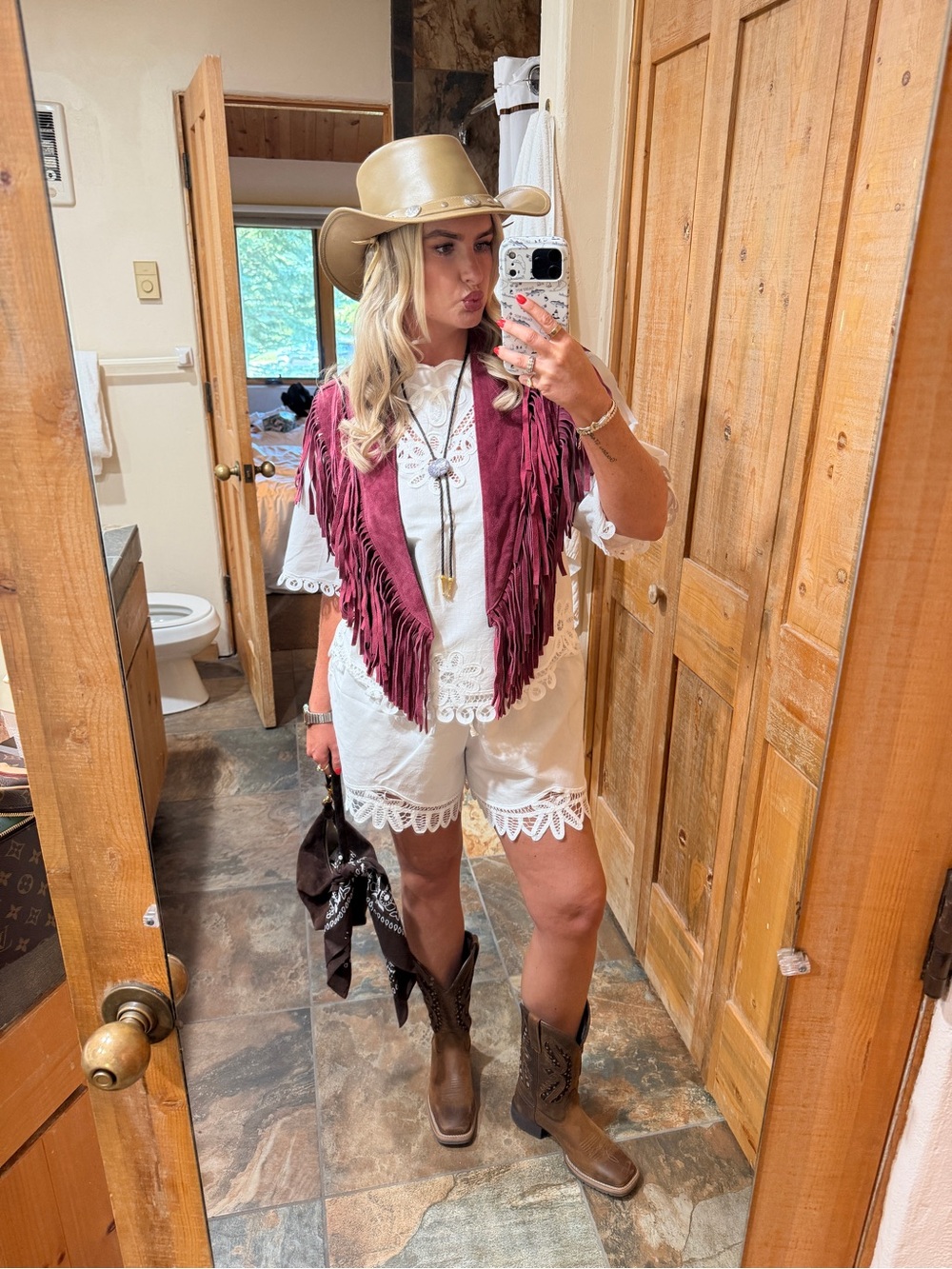 Free People Berry Pink Fringe Vest